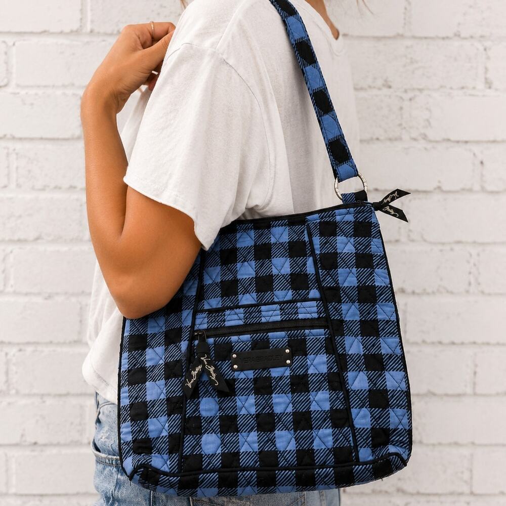 Vera Bradley Alpine Check Black + Blue Crossbody Bag